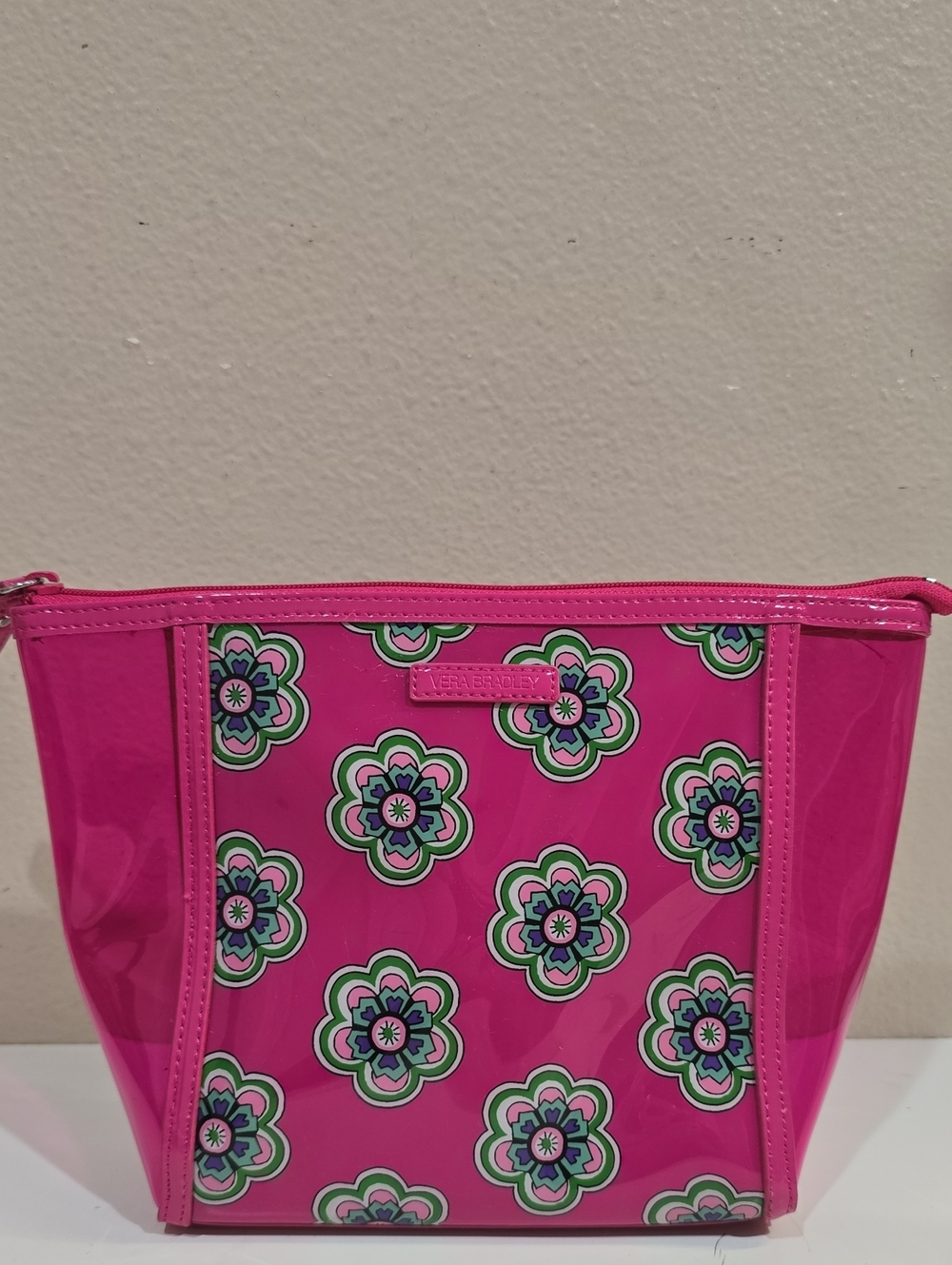 Vera Bradley Bright Pink Floral Vinyl Cosmetic Pouch